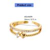 Elegant Adjustable Copper Heart Rings With Stones Portable Jewelry Gift for Her