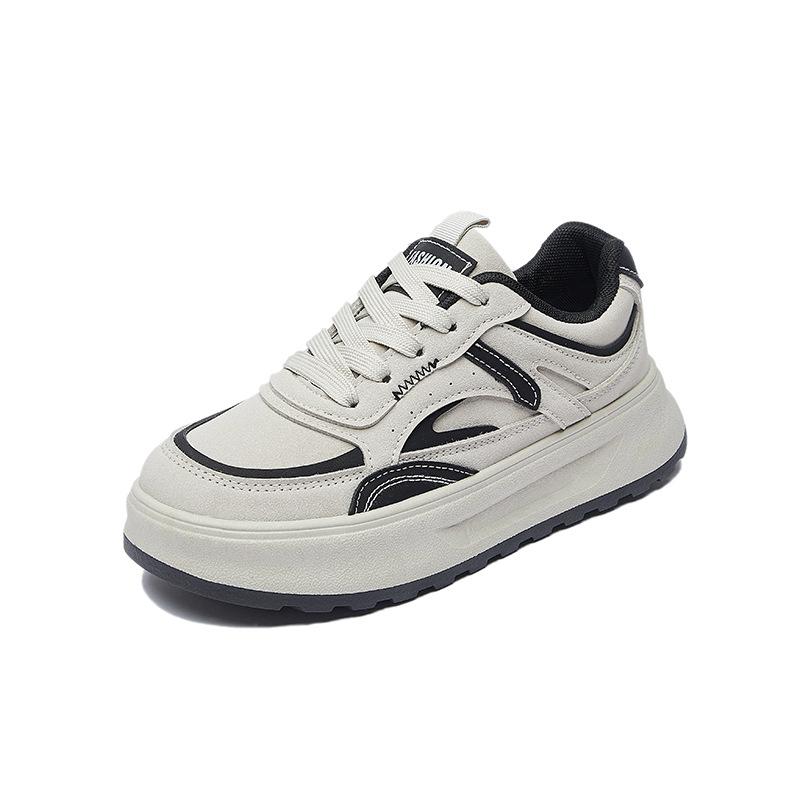 Women‘s Casual Chunky Platform Sneakers Breathable PU Leather Anti-Slip Sport Walking Shoes for Women Outdoor Comfortable Lace-up Tennis Sneakers