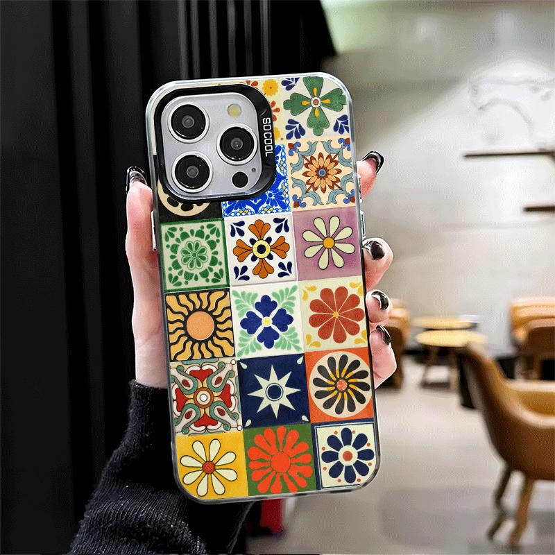 Italian Sicilian Style Floral Pattern Shockproof Phone Case for iPhone 17 Air 16 16E 15 Pro Max 14 Plus 13 Mini 12 Back Cover An