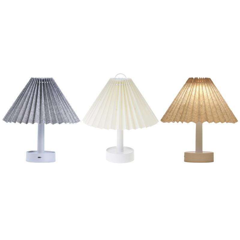 Pleated Table Lamp with Soft Light Adjustable for Bedrooms Living Room and Office Desk Lampshade
