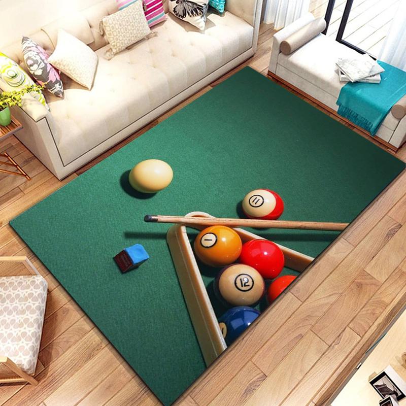 3D Colorful Snooker Billiard Carpet Ball Sports Area Rug for Living Dining Room Bedroom Decor Floor Rug Bathroom Non-Slip Rugs