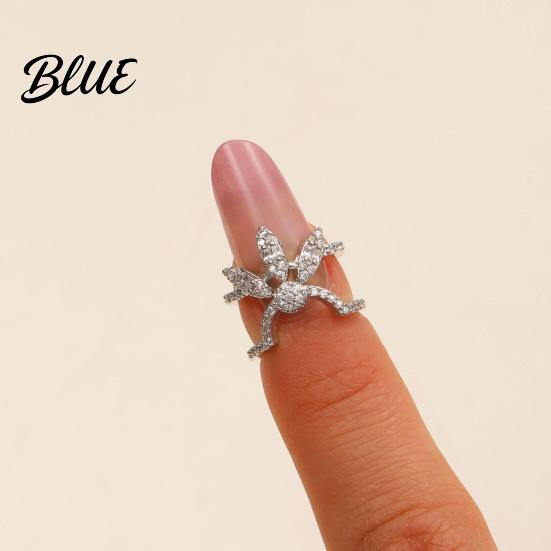 Luxury Nail Jewelry Ring 3D Butterfly Flower Wing Design Detachable