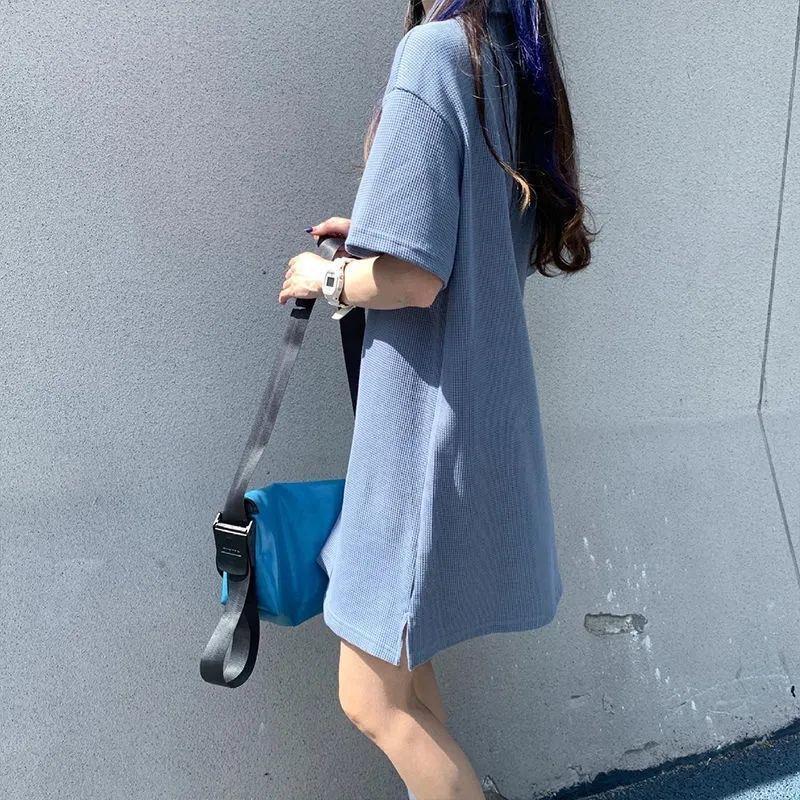Elegant Summer Waffle Knit Polo Collar Dress - Age-Reducing, Solid Color Short Skirt for Women (2026)