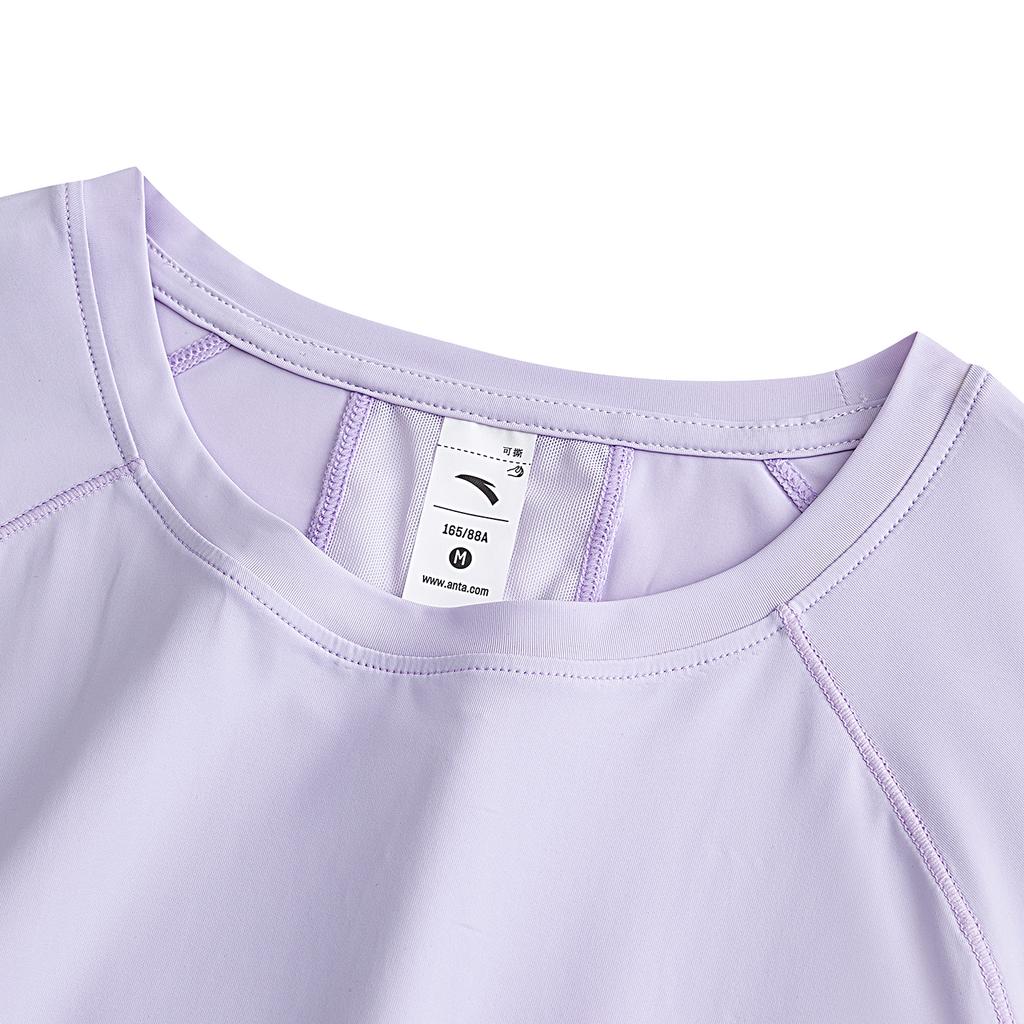 Anta Short Sleeve Knitted T-Shirt Summer Sports Women tops Cool-Purple 962627111-3