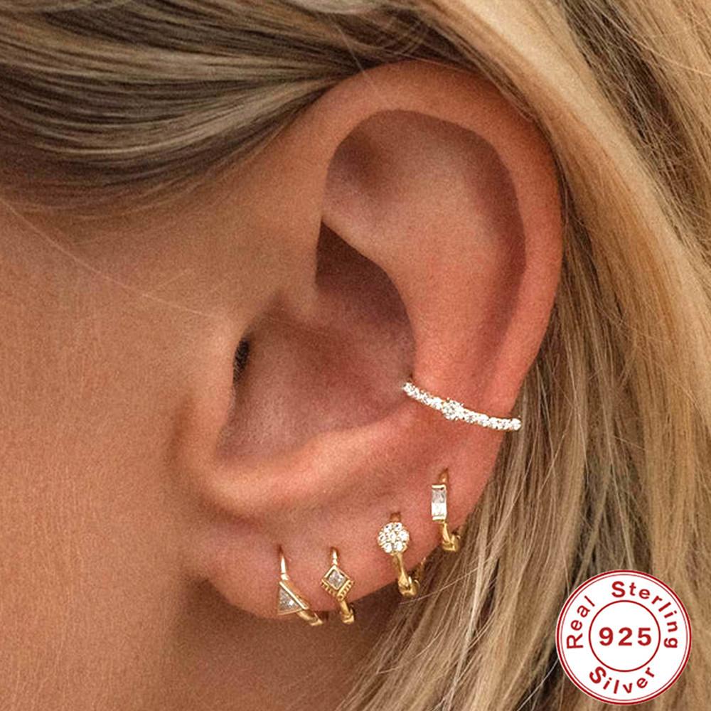 Fashion Ins Wind S925 Sterling Silver Earbone Rings Simple Classic Versatile Diamond Earrings Earrings Earrings Women