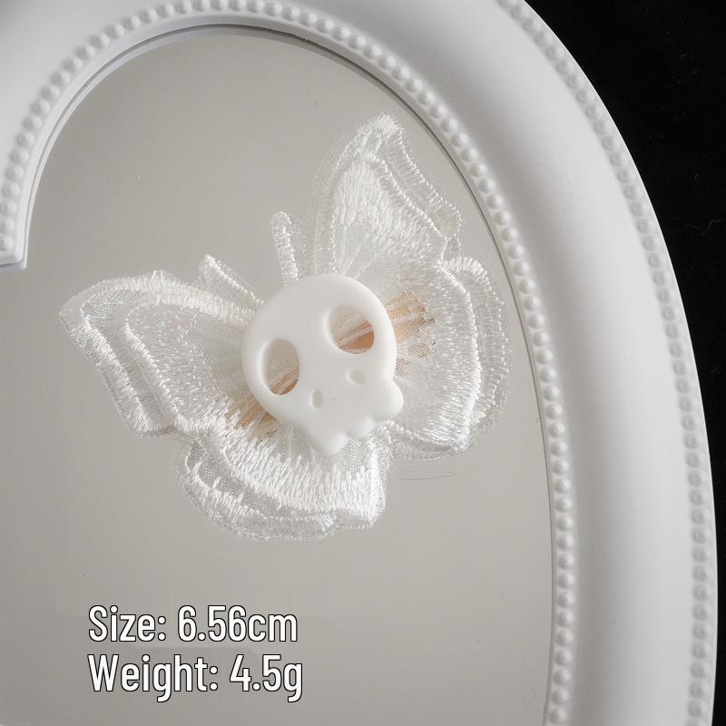 Темная ретро готическая заколка для волос с черепом и бабочкой на Хэллоуин