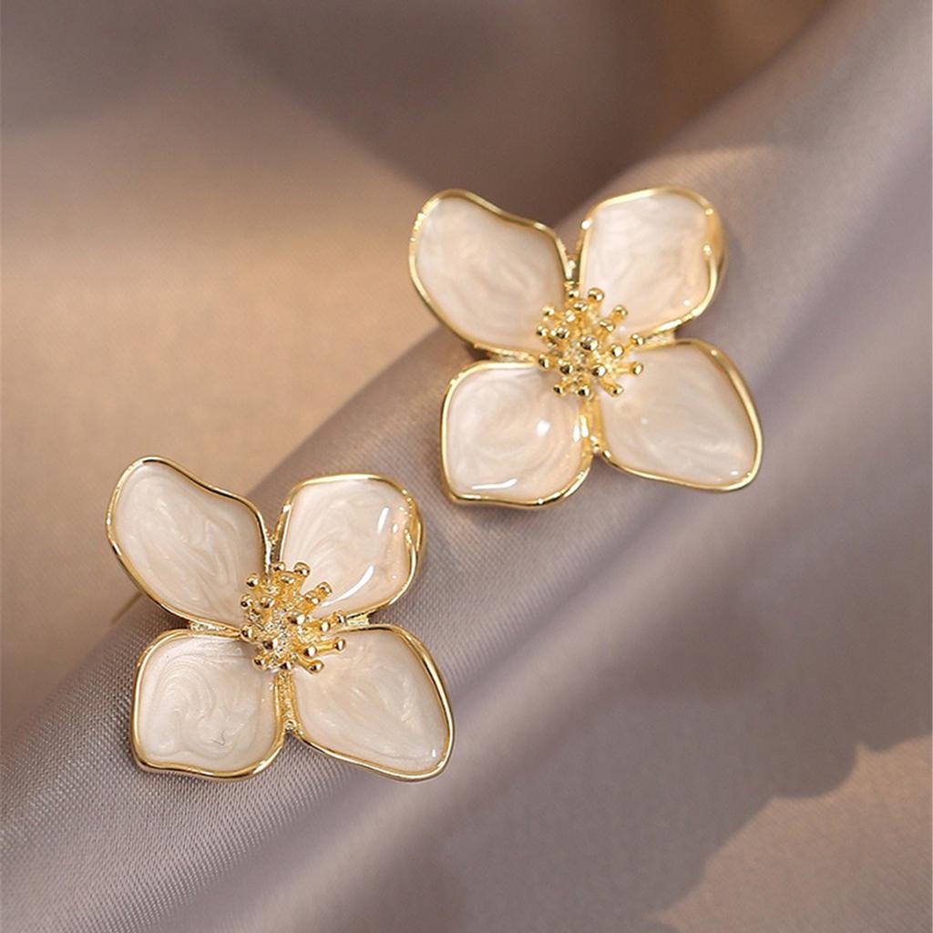 1 Pair Flower Stud Earrings For Women Girl French Vintage Fashion Wedding Romantic Ear Jewelry Gifts
