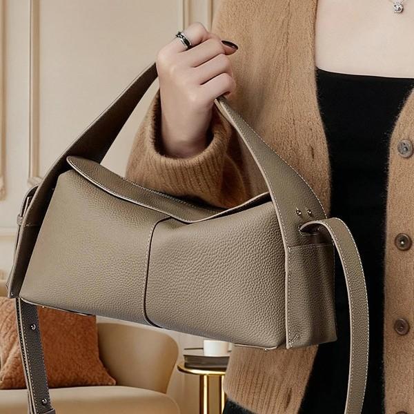 Texture Top Layer Cowhide Women's Bag 2025 New Trend Retro Single Shoulder Crossbody Bag Hanging Ear Eaves Bag Genuine Leather Women's Bag