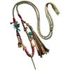 Tibetan Eight Treasures Compass Pendant Necklace with Braided Rope Amulet