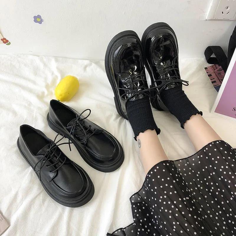 Black Small Leather Shoes Women's Japanese Jk Shoes Spring New British Style Versatile Retro Flat Shoes