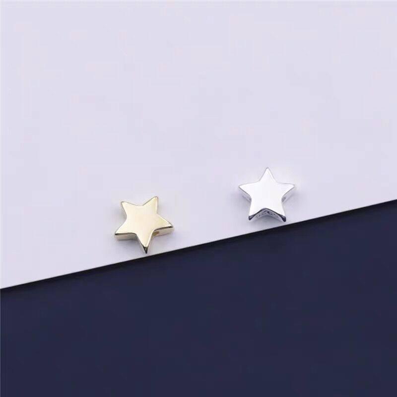 Silver Pentagram Spacer Beads, Smooth 6mm Star Beads, Jewelry DIY Handmade Materials