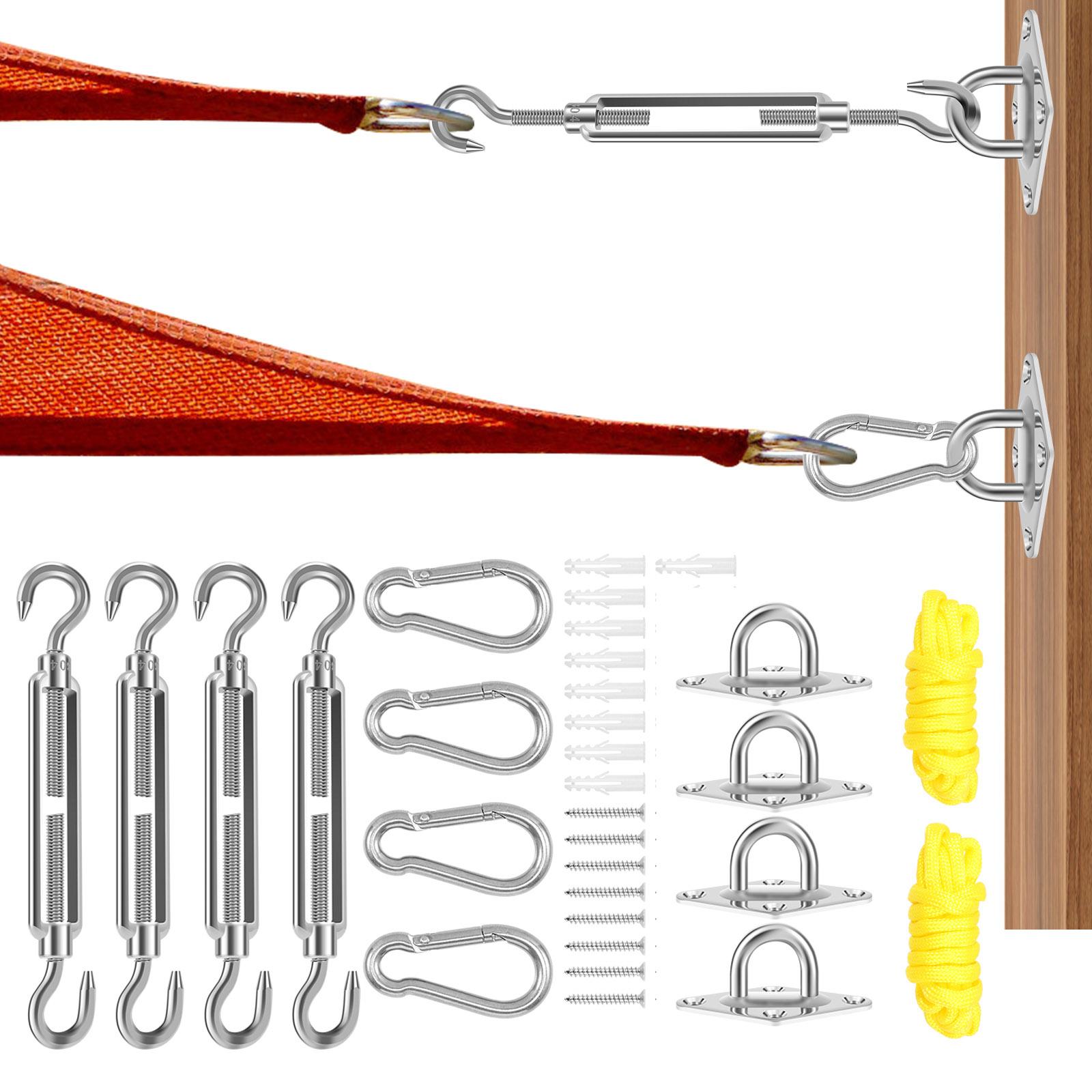 

Awning Attachment Set Sun Shade Sail Stainless Steel Hardware Fixing Accessories with Hooks for Outdoor Patio Canopy Garden