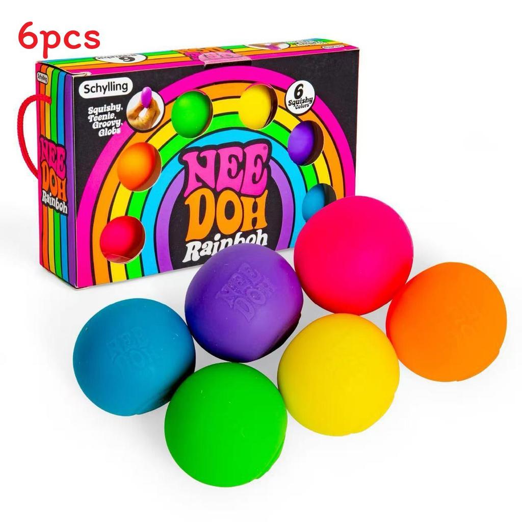 Needoh Rainbow Stress Ball Fidget Toy Set For Anxiety Relief And Sensory Play