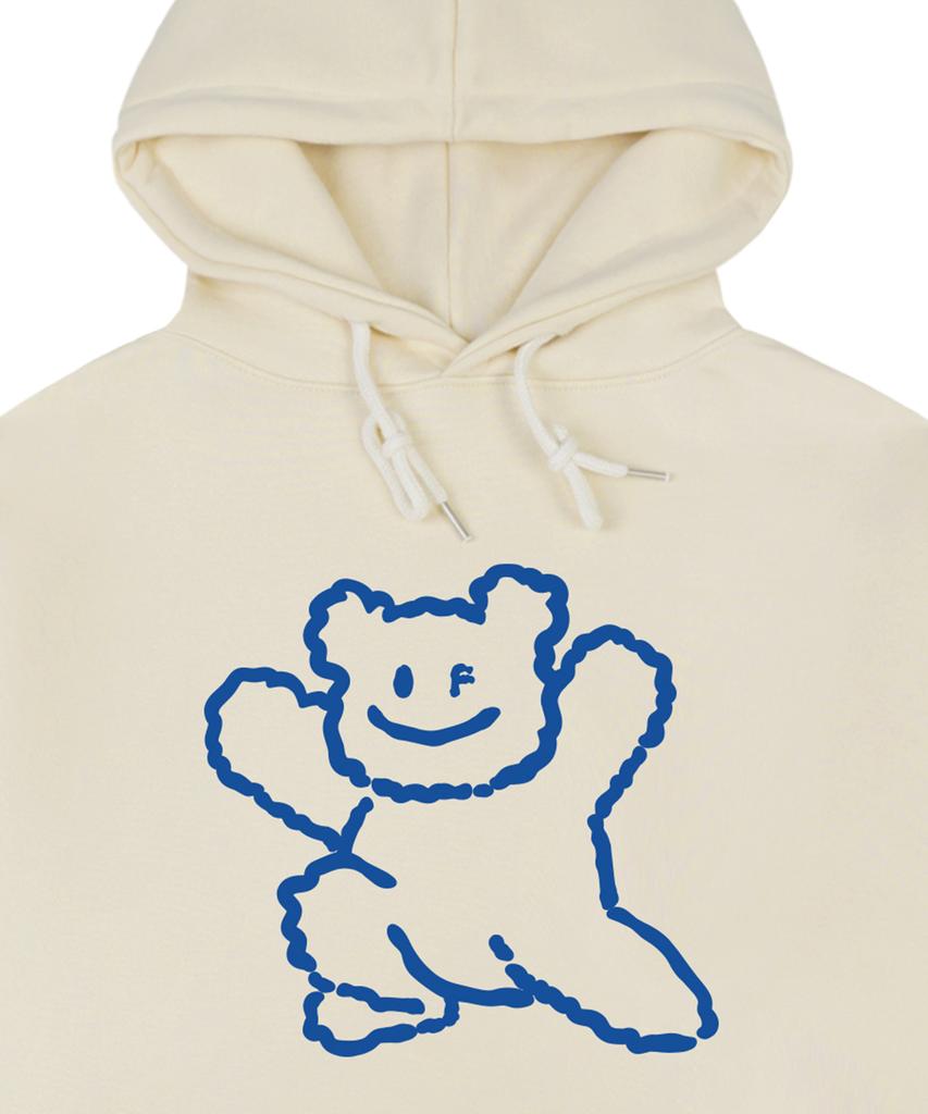 [Unisex] Big Line Bear Smile Hoodie_Cream