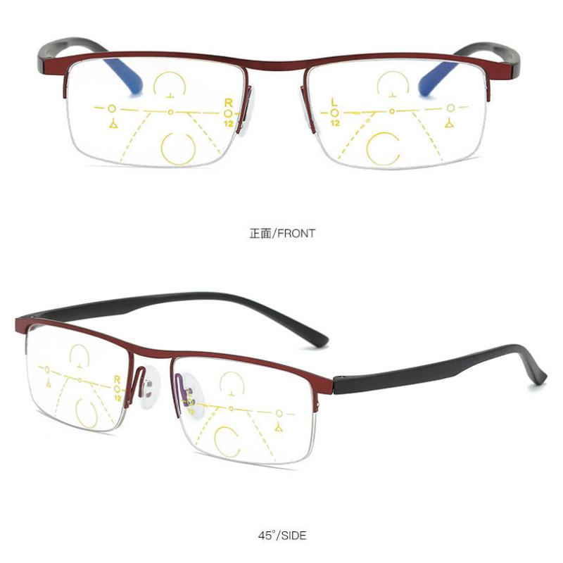 

Мультифокальные прогрессивные очки для чтения, офисные компьютерные очки с линзами, защищающими от синего света, очки для пресбиопов +100 красный