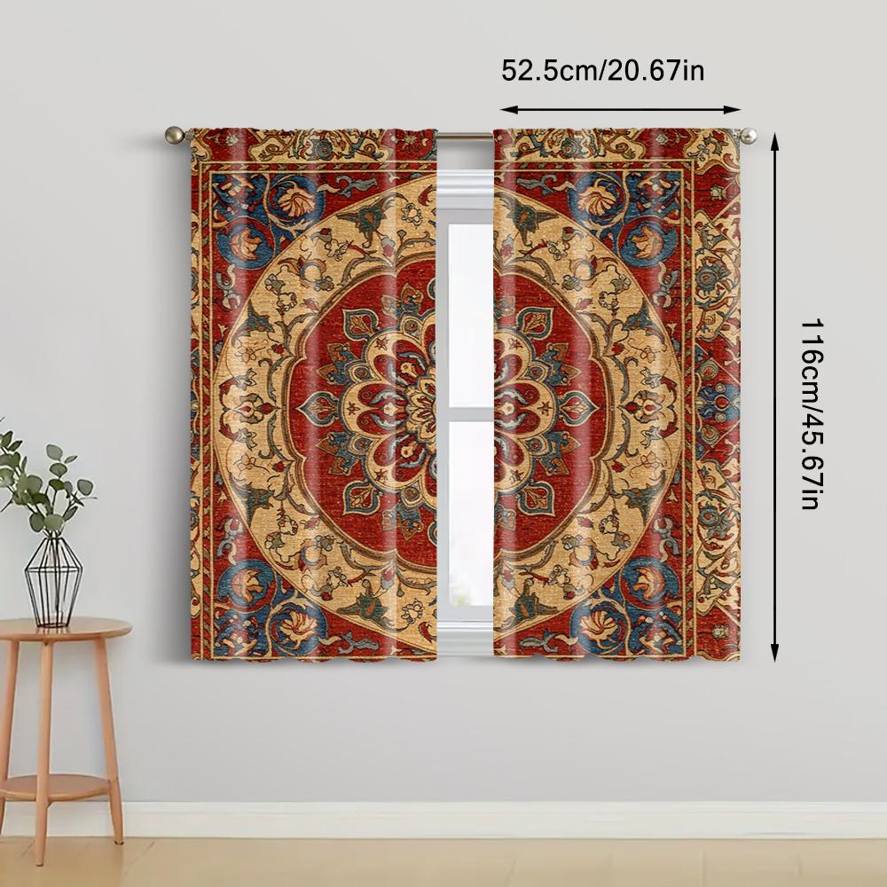 2pc, Curtains Morocco Inspired Abstract Mosaic Durable Polyester,Without Electricity Festive Holiday for Holiday Decor