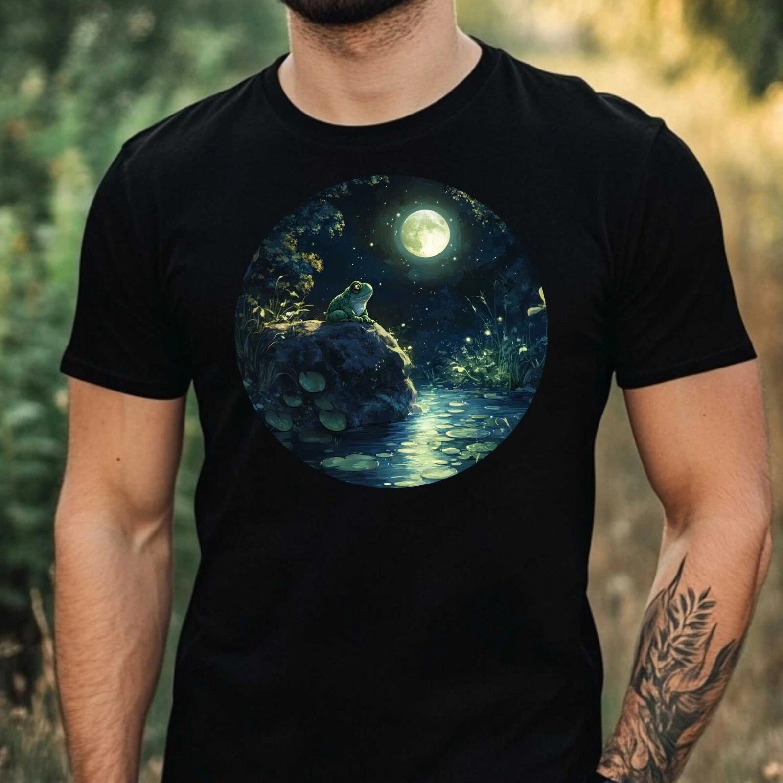 T-Shirt Herren Frosch im Mondlicht Motiv Baumwolle Größe XS bis 5XL XXXXL