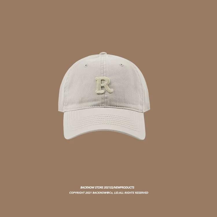 Versatile Large Head Baseball Cap: Solid Color, Deep Crown, Wide Brim, Embroidered Letter Design