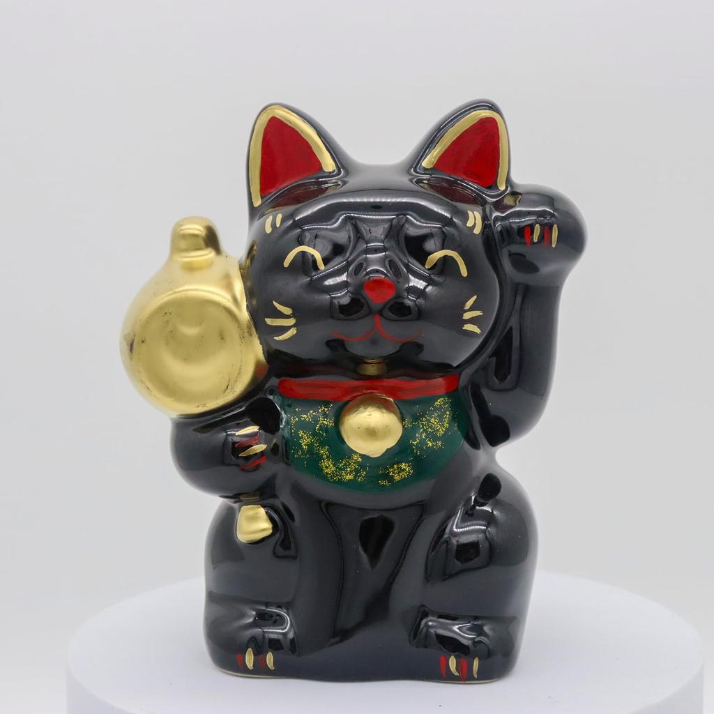 Craftsman House Seto Ware Good Luck Mallet Maneki-neko (Black)