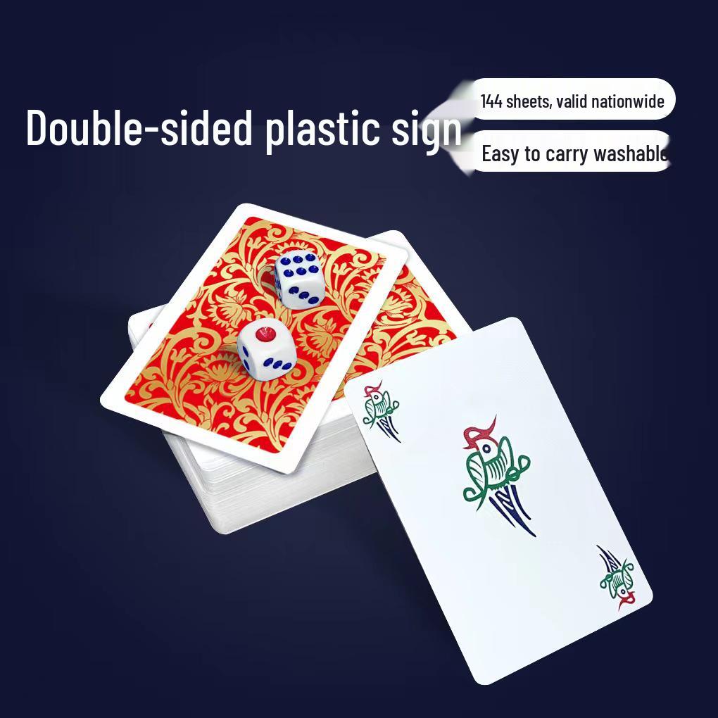 Waterproof Thick Mahjong Poker Cards with Non-slip Texture, Includes Dice