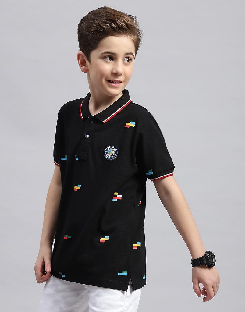 MONTE CARLO Boys Printed Collar Neck Pure Cotton T-Shirt
