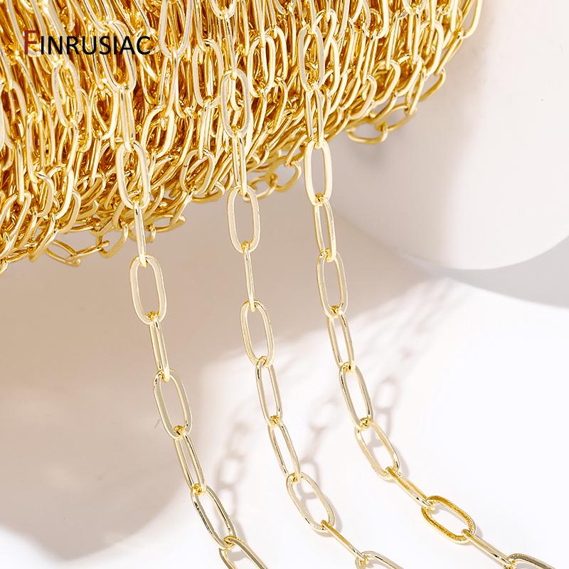 14K Gold Plated Paperclip Link Chain Oval Link Cable Bulk For DIY Jewelry Making Findings Necklace Bracelet Crafts Components