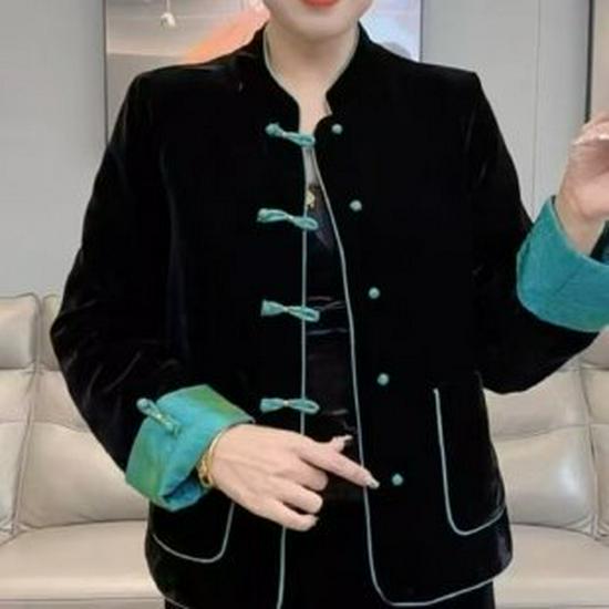 Elegant Spring 2026 Chinese-Style Jacket for Middle-Aged and Elderly Women 3XL