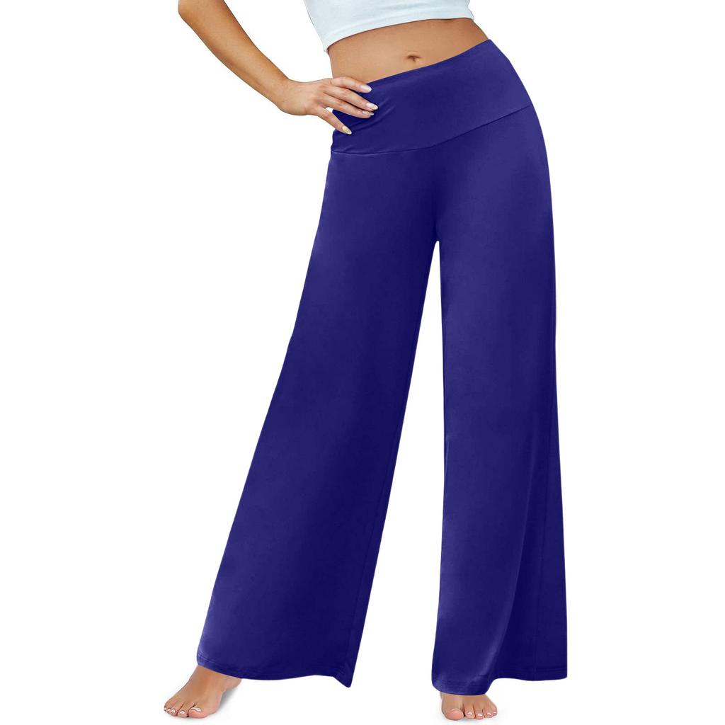 Lässige Hose mit weitem Bein für Damen, hohe Taille, elastisch, bequeme Hose