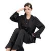 New pajamas women's ice silk long-sleeved trousers lapel Korean version solid color can be worn outside silk loungewear suit