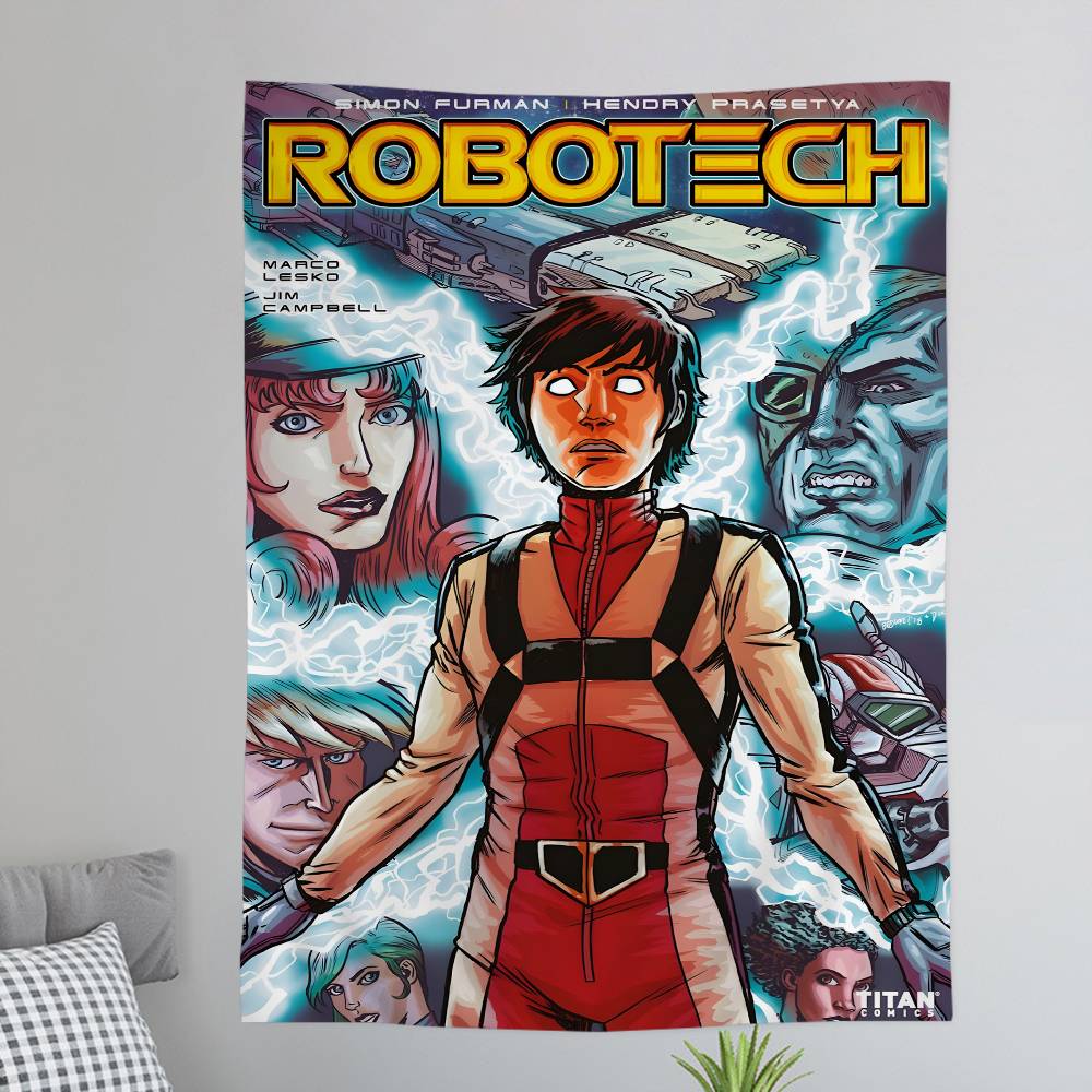 Anime Robotech Tapestry Art Printing Japanese Wall Tapestry Anime Wall Hanging Home Decor