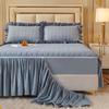 Solid Color Quilted Polyester Bed Sheet Bed Skirt Dual-use Bed Cover Simple Princess Style Kit Non-slip Dust-proof MattressCover