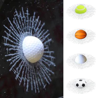 2Pcs Car Prank Stickers Self Adhesive Strong Stickiness Waterproof Funny 3D Tennis Ball Hit Window Stickers Windscreen Decorations