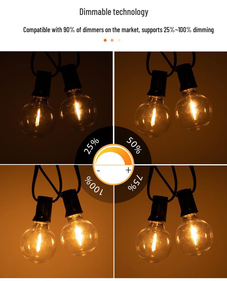 G40 Plastic Light Bulbs: Christmas Decoration, Round Balls, European & American Standard, 110-220V, Light String with 25 Spare Bulbs.