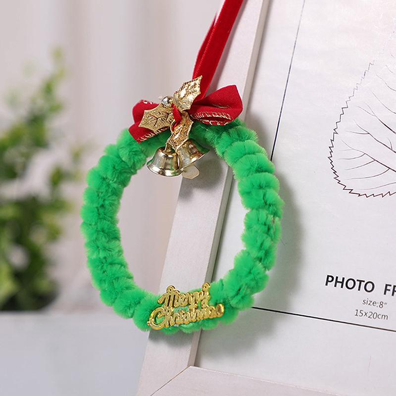 Merry Christmas Wreath Pendant With Bell Car Door Hanging Decoration Xmas Party Christmas Tree Decor Accessories