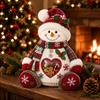 Soft Knitted Christmas Ornament Plush Snack Bag, Clear Heart Window Storage Doll with Back Zipper, Holiday Candy Cookie Gift Home Decor Holder,