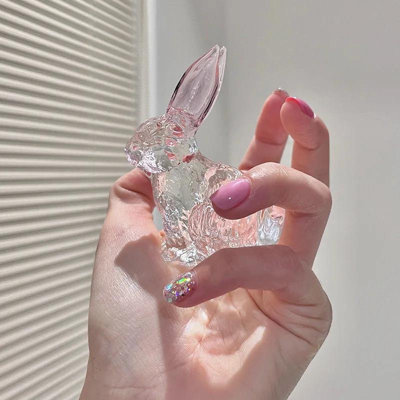 Hot Sale New Product Acrylic Crystal Rabbit Statue Environmentally Friendly Multi-Size Custom Small Animal Ornament Glass