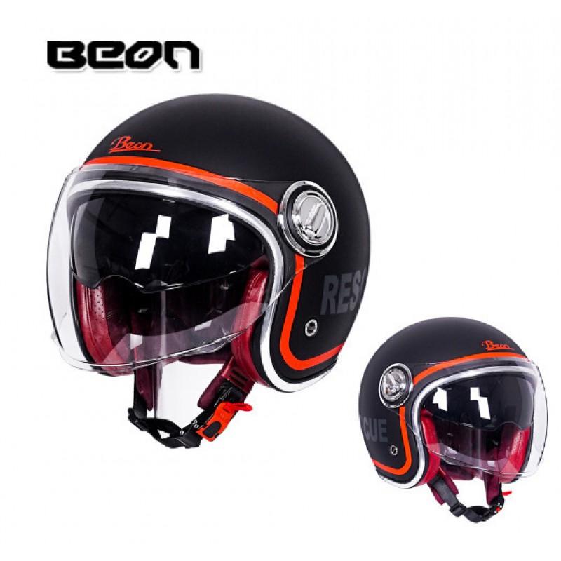 BEON Retro Motorcycle Half Helmet Men Women Dual Visor ABS Shell 3C Certified All-Season Riding Gear