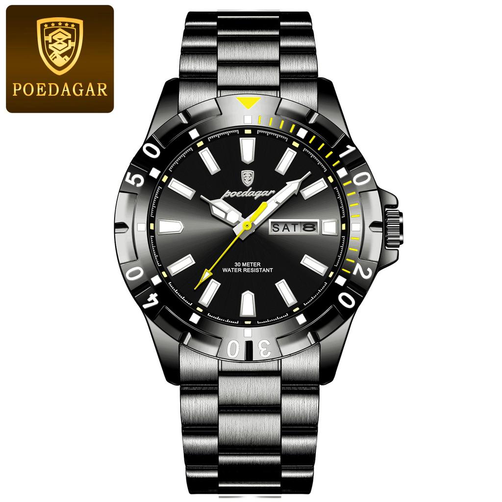 Ceasuri pentru bărbați Impermeabile Luminoase Dată Săptămână Oțel Inoxidabil Casual Cuarț Ceas Pentru Bărbați