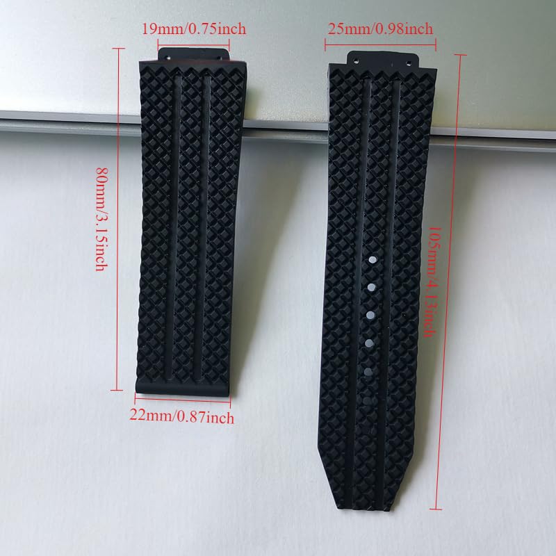 [syzynicy] Silicone Strap Compatible with Hublot Big Bang/Classic Fusion Watches (Black B, 25*19mm) for Men and Women