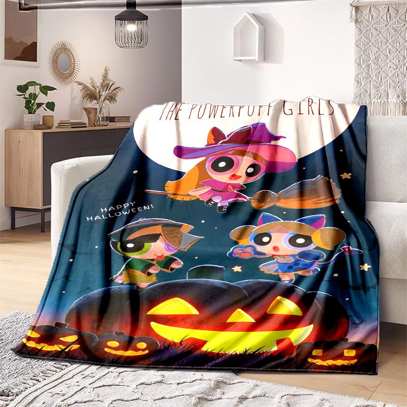 1PC The Powerpuff Girls printed blanket, all season lightweight home office outdoor nap multifunctional blanket A6
