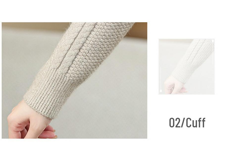 Cardigan a Maglia Grossa Autunno/Inverno per Donne di Mezza Età e Anziane - Girocollo, Manica Lunga, Colore Unito