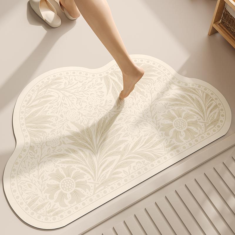Bathroom Floor Mat Cloud Shaped Diatomaceous Earth Quick Drying Mat, Anti Slip Foot Mat At the Bathroom Entrance, Dirt Resistant