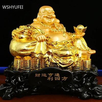 Glücksgeld Harz Dickbäuchiger Maitreya Buddha Chinesischer Stil Fengshui Statue Heimschmuck Wohnzimmer Dekoration Handwerkliche Verzierung