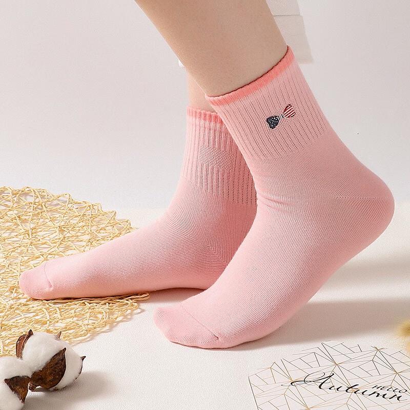 Langsha Women's Pure Cotton Mid-Calf Socks
