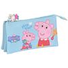 Trousse À Crayons - Peppa Pig - Azul Claro - 3 Compartiments - Taille Unique - Zippée