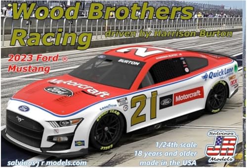 

Salvinos JR Models 1/24 Scale Harrison Burton #21 Wood Brothers Racing Motorcraft Ford Mustang NASCAR 2023 Plastic Model Car WBF2023HBP (Car)