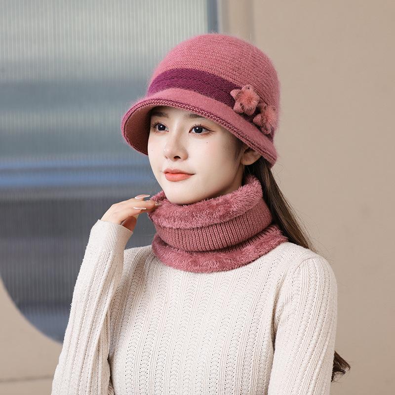 Fisherman hat children winter old people grandma thickened warm windproof basin hat rabbit wool fashion mother hat