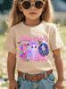 Halloween Sommer Mode Mädchen Kurzarm T-Shirt Schleife Cartoon Muster Druck Street Lässig Rundhals Kinderkleidung Mädchen
