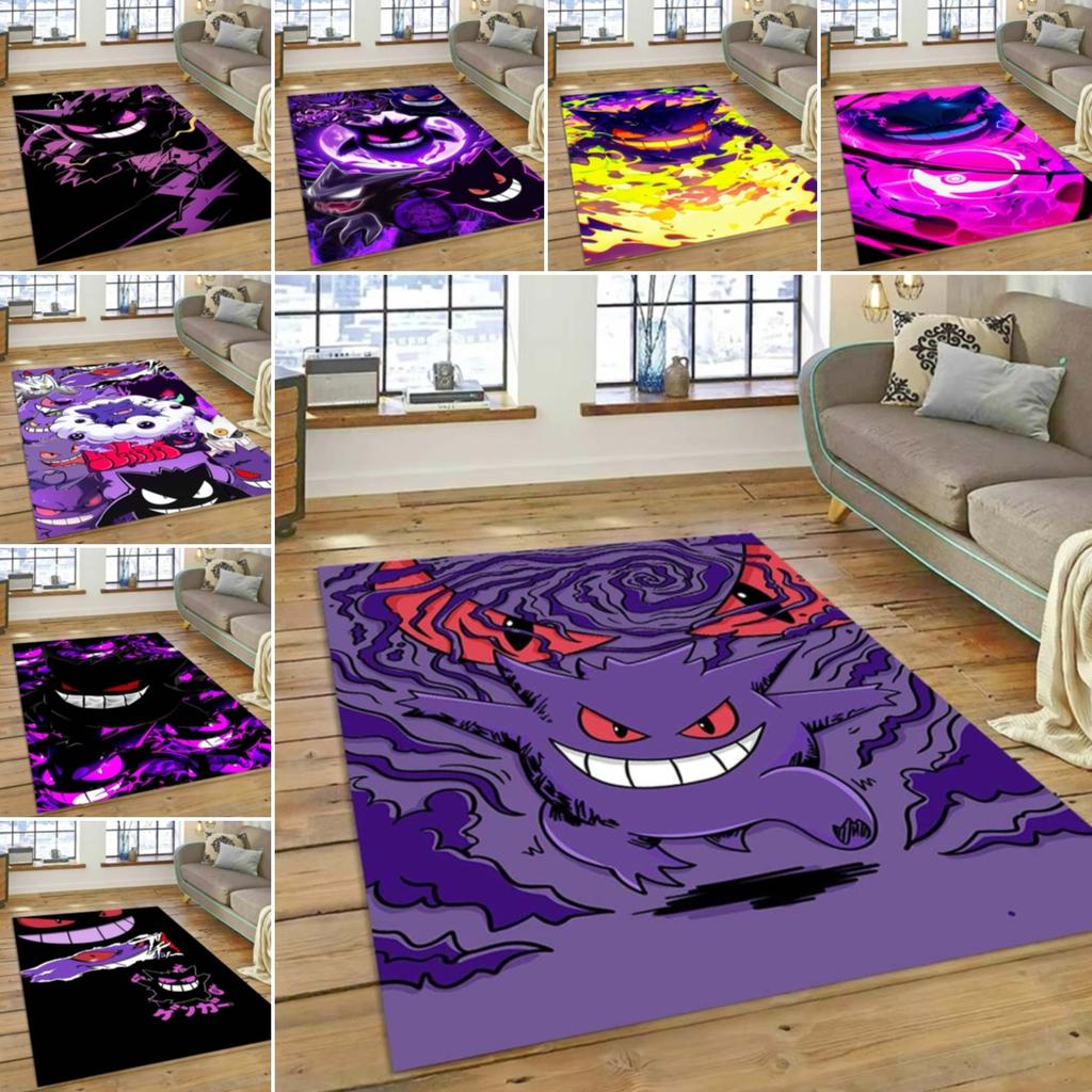 New ModelPokémon Gengar Themed XXL Rug Cool Gengar Patterns with Vivid Colors Dynamic Styles Designs Soft Floor Mat for Bedroom