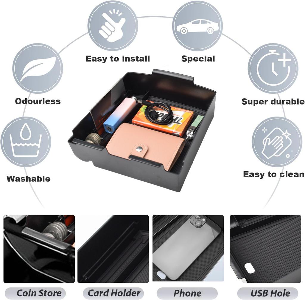 2PCS Center Console Organizer For 2025 Hyundai Tucson Limited Floor Lower Center Console Armrest Storage Box Tray Accessories